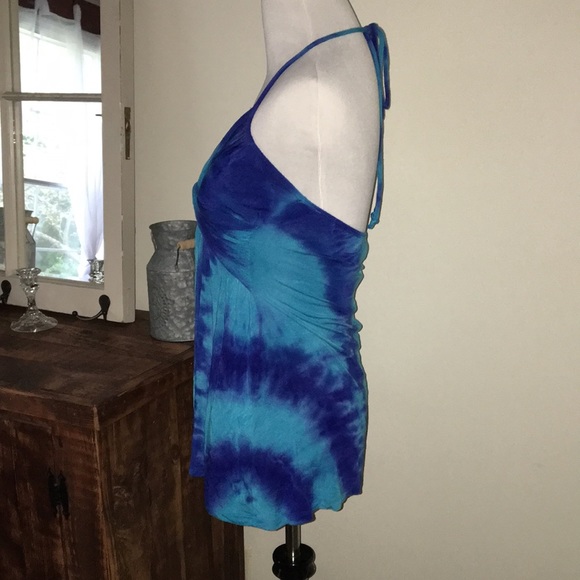 Blue Tie-Dyed Halter Tank - Picture 3 of 5